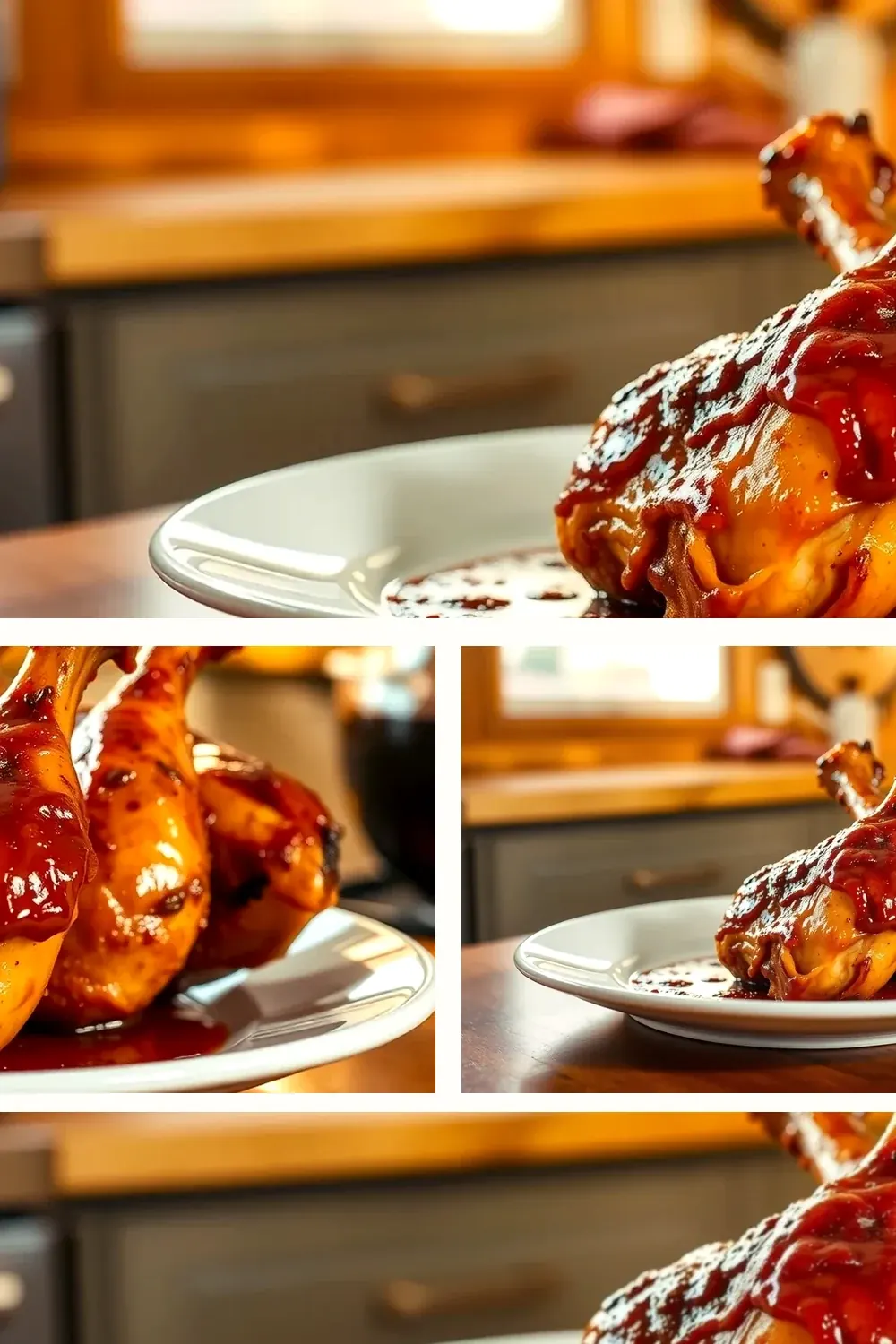 BBQ Chicken Legs in Oven styled vertically for saving and sharing