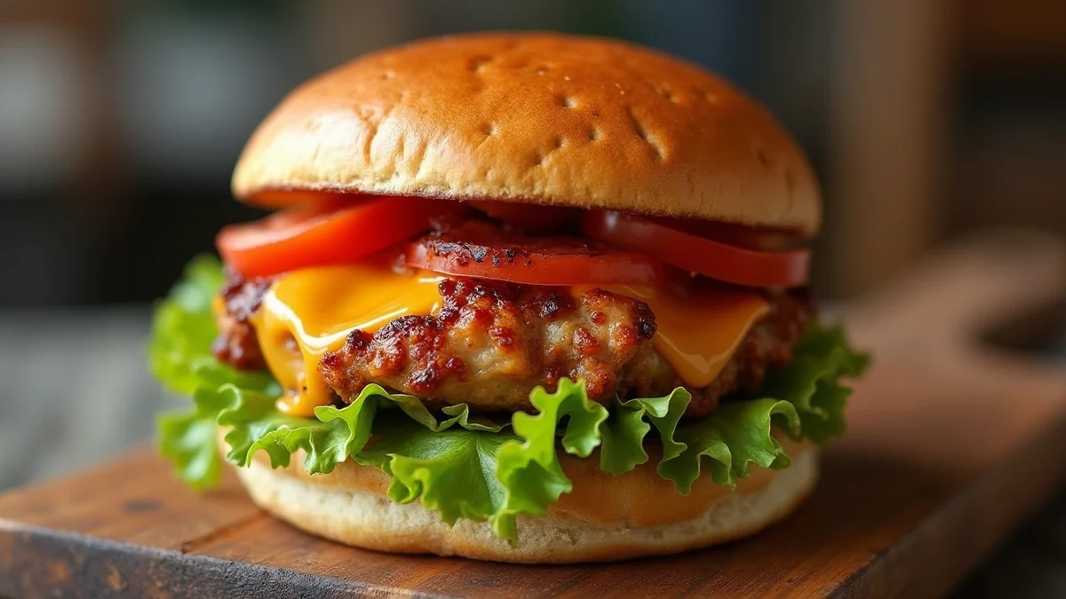 BBQ Chicken Sandwich served on a Texas kitchen counter in natural daylight