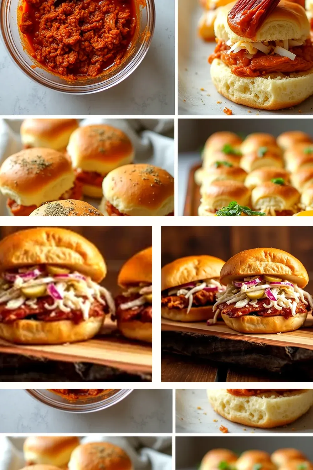 BBQ Chicken Sliders styled vertically for saving and sharing