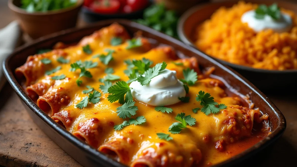 Boulders Enchilada recipe by Chef Mia, photographed in a natural light Texas kitchen