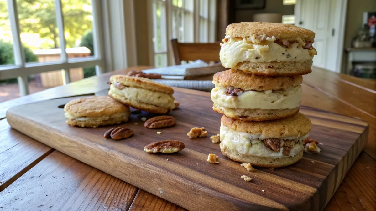 Butter Pecan Ice Cream Sandwiches recipe by Chef Mia, photographed in a natural light Texas kitchen
