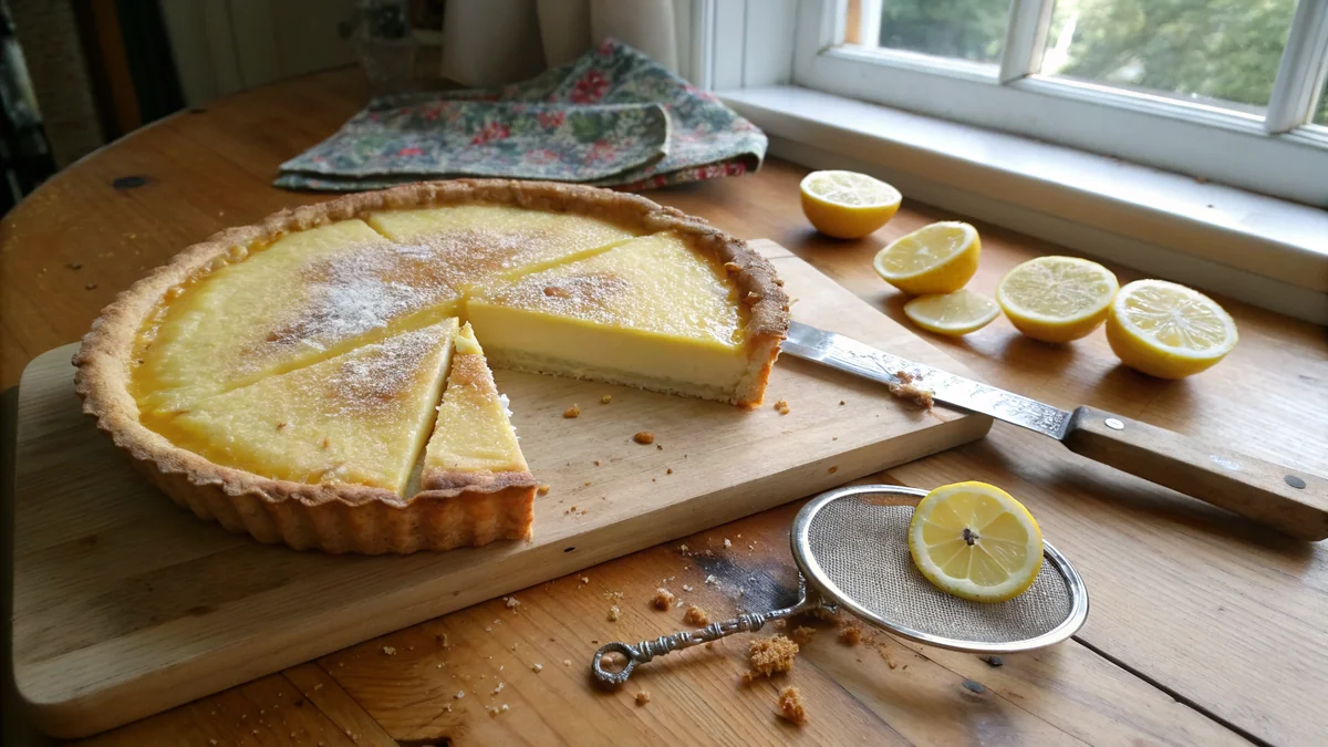 Buttermilk Pie recipe by Chef Mia, photographed in a natural light Texas kitchen