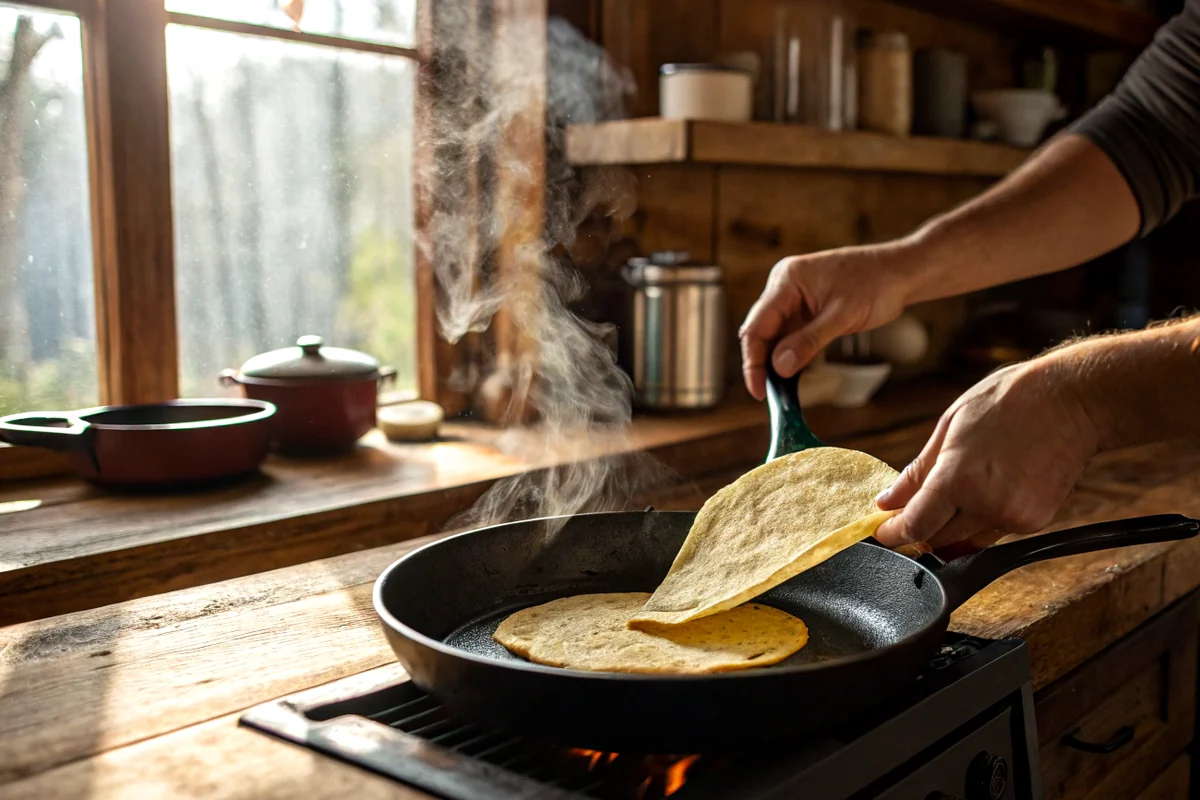 Close-up of buttery tortillas showing texture, color, and serving detail