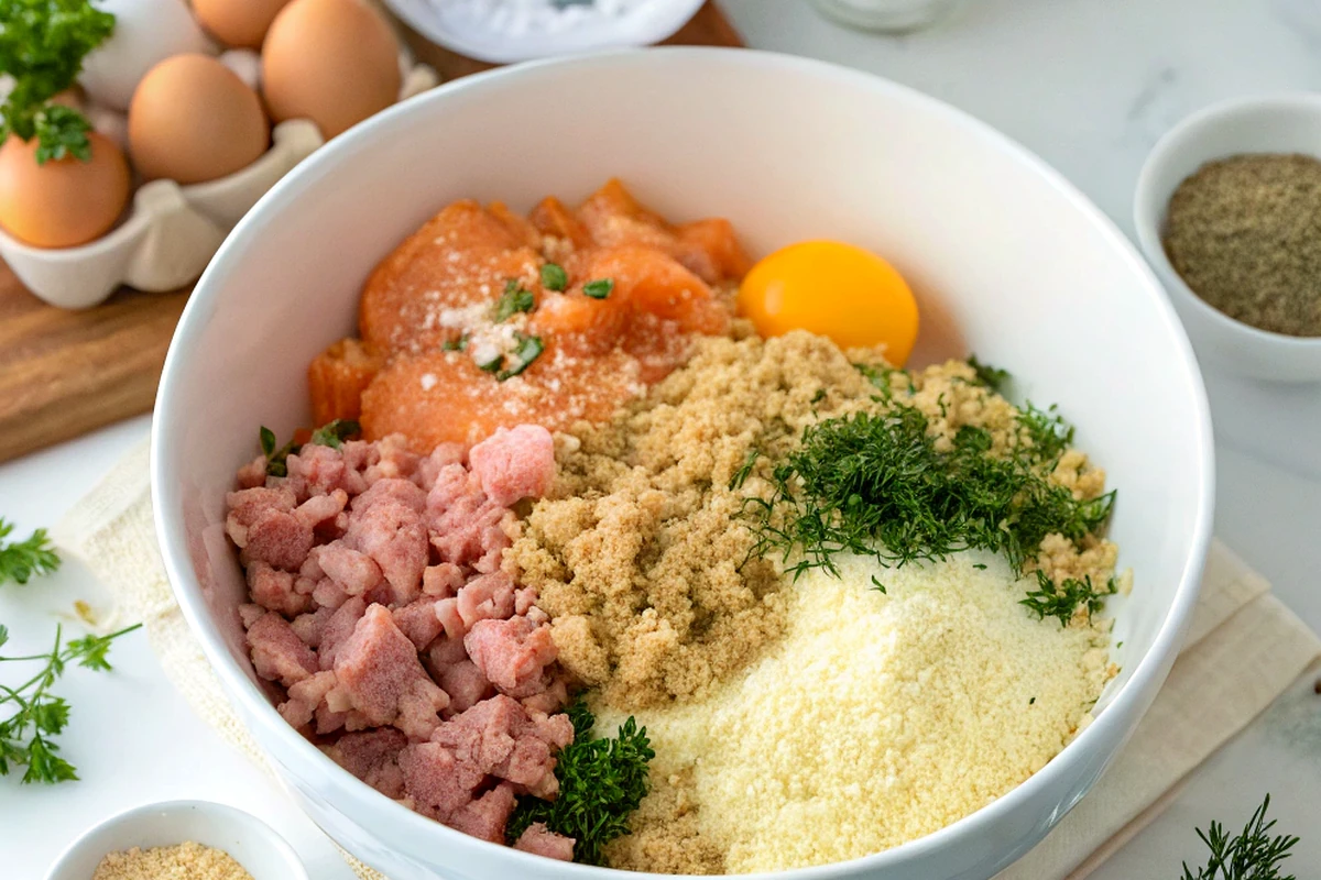 Close-up of can tuna and salmon be used in same loaf recipe showing texture, color, and serving detail