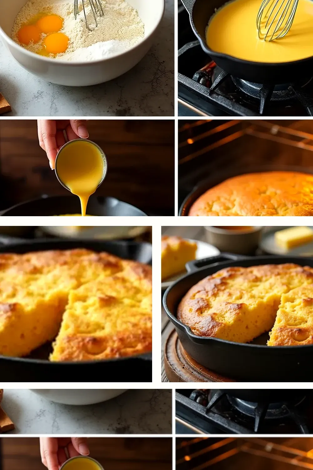 Cast Iron Skillet Cornbread styled vertically for saving and sharing
