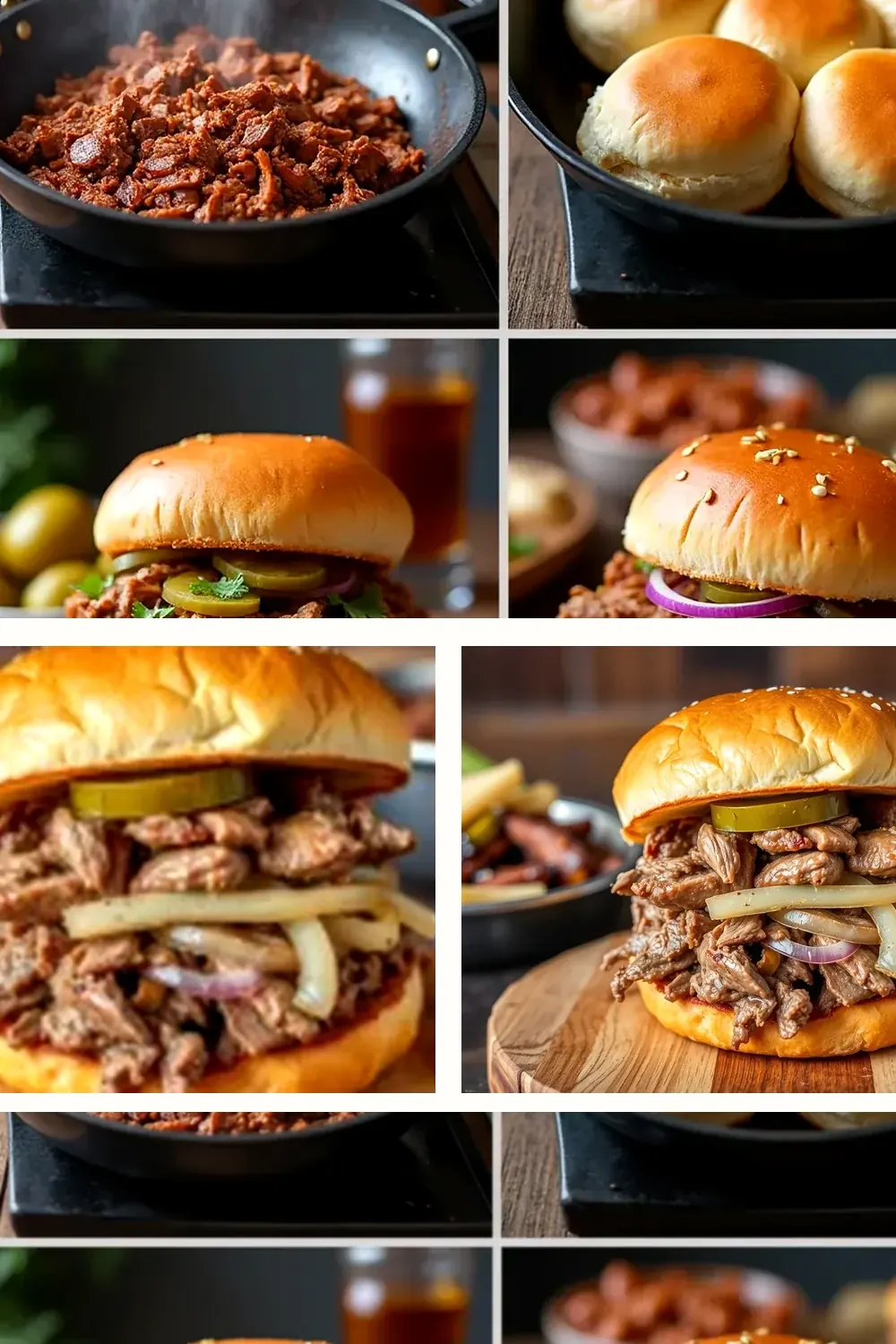 Chopped Beef Sandwich styled vertically for saving and sharing
