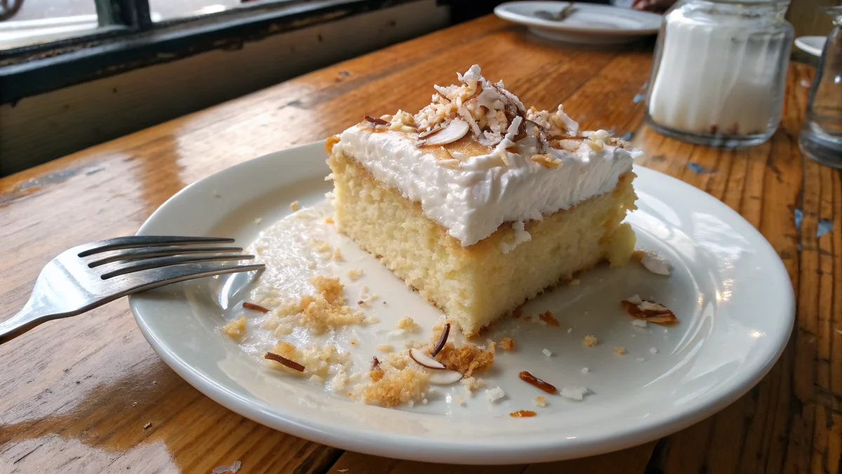 Coconut Tres Leches Cake recipe by Chef Mia, photographed in a natural light Texas kitchen