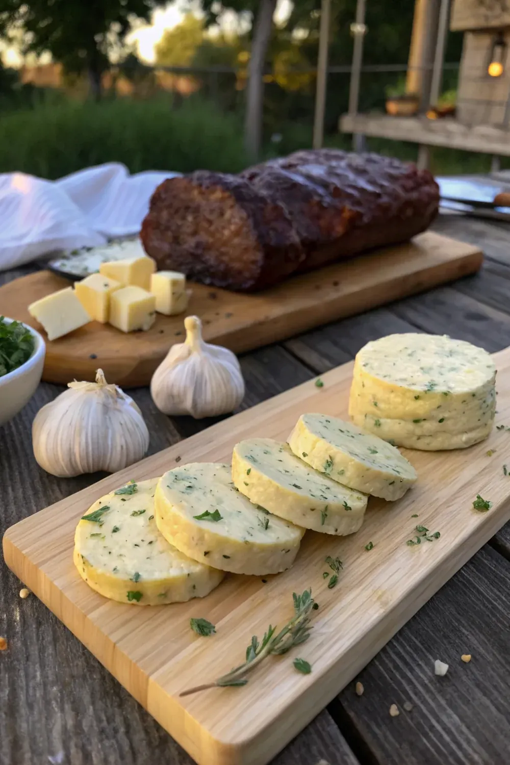 Cowboy butter for steak Texas compound butter recipe vertical view, save for the next steak night or Father's Day BBQ