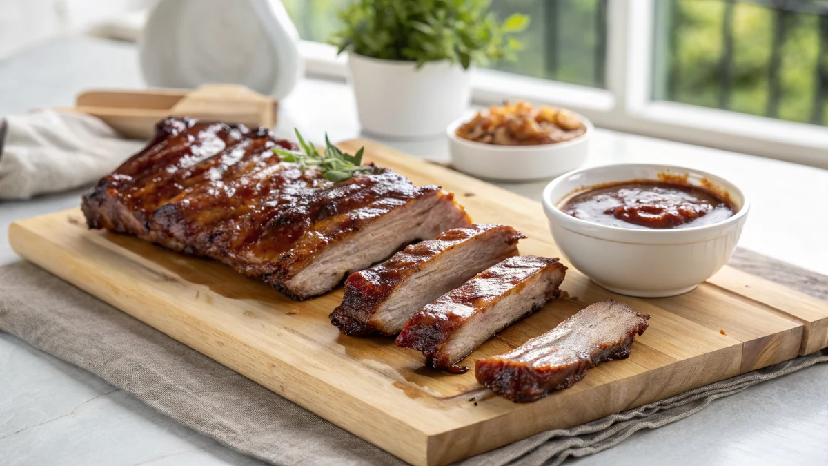 Fall Off the Bone Ribs Copycat recipe by Chef Mia, photographed in a natural light Texas kitchen