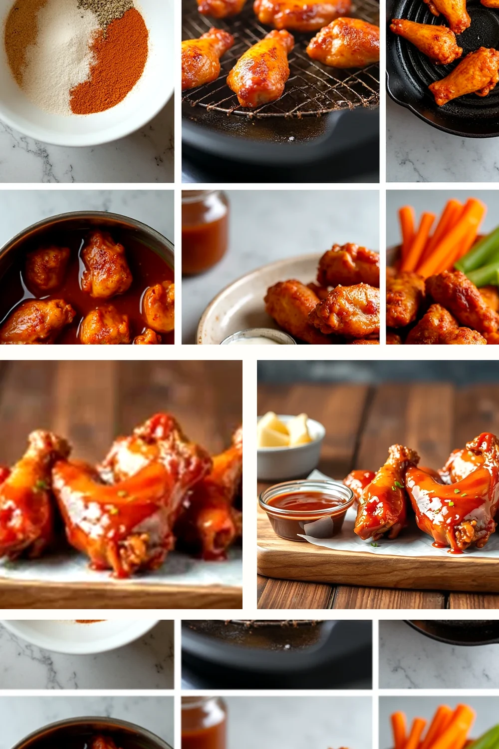 Honey BBQ Wings pinterest image in a natural light Texas kitchen