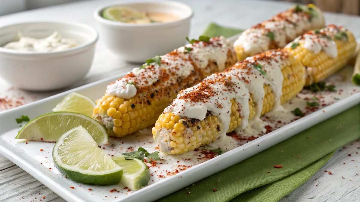 Mexican Street Corn (Elote) recipe by Chef Mia, photographed in a natural light Texas kitchen