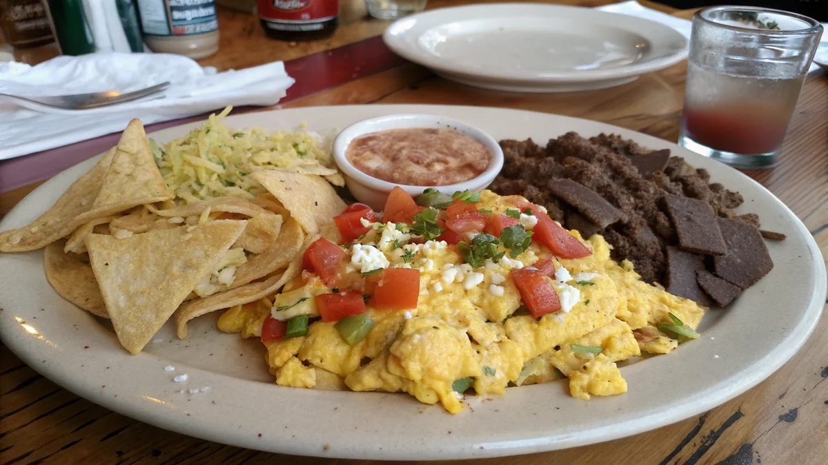 Migas recipe by Chef Mia, photographed in a natural light Texas kitchen