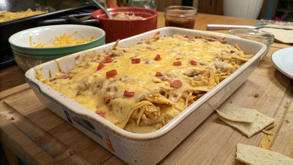 Original King Ranch Chicken recipe by Chef Mia, photographed in a natural light Texas kitchen