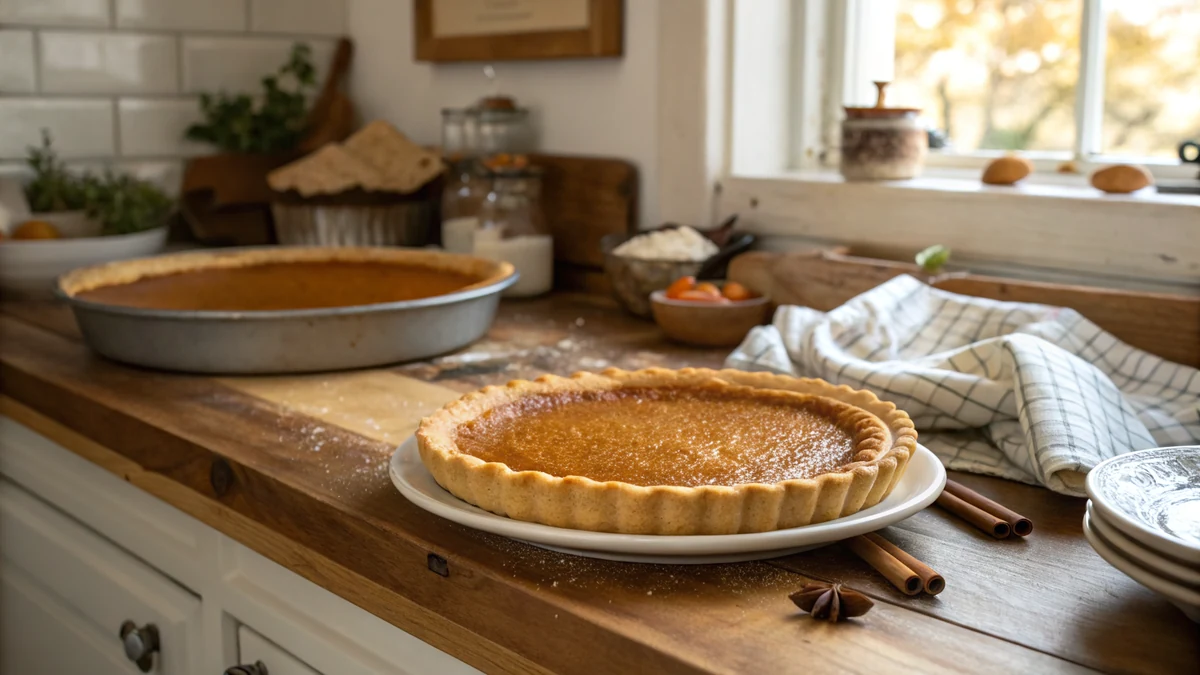 Texas Pumpkin Pie recipe by Chef Mia, photographed in a natural light Texas kitchen