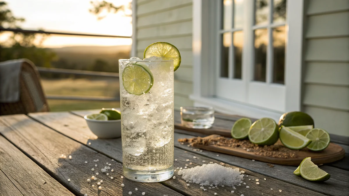 Ranch Water Cocktail recipe by Chef Mia, photographed in a natural light Texas kitchen