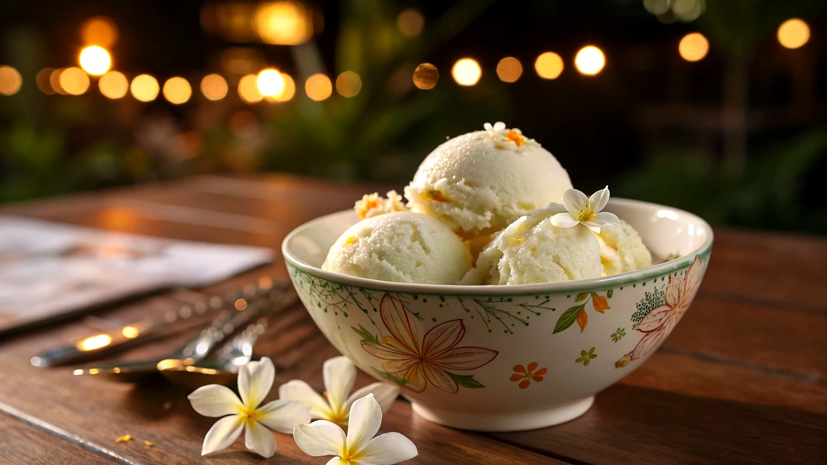 Sampaguita Ice Cream Recipe recipe by Chef Mia, photographed in a natural light Texas kitchen