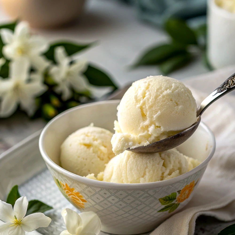 Sampaguita Ice Cream Recipe - square Sampaguita Ice Cream Recipe square image in a natural light Texas kitchen