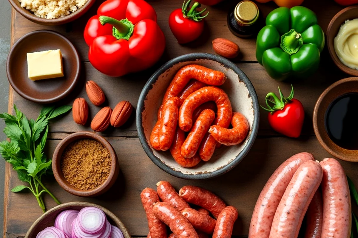 Close-up of bbq sausage recipes showing texture, color, and serving detail