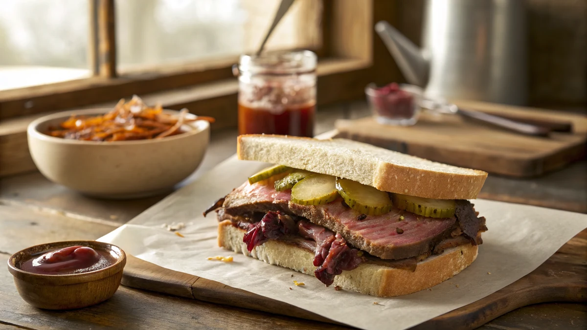 Texas Smoked Brisket Sandwiches recipe by Chef Mia, photographed in a natural light Texas kitchen