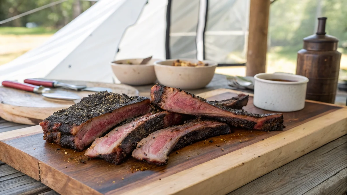 Smoked Venison Ribs recipe by Chef Mia, photographed in a natural light Texas kitchen