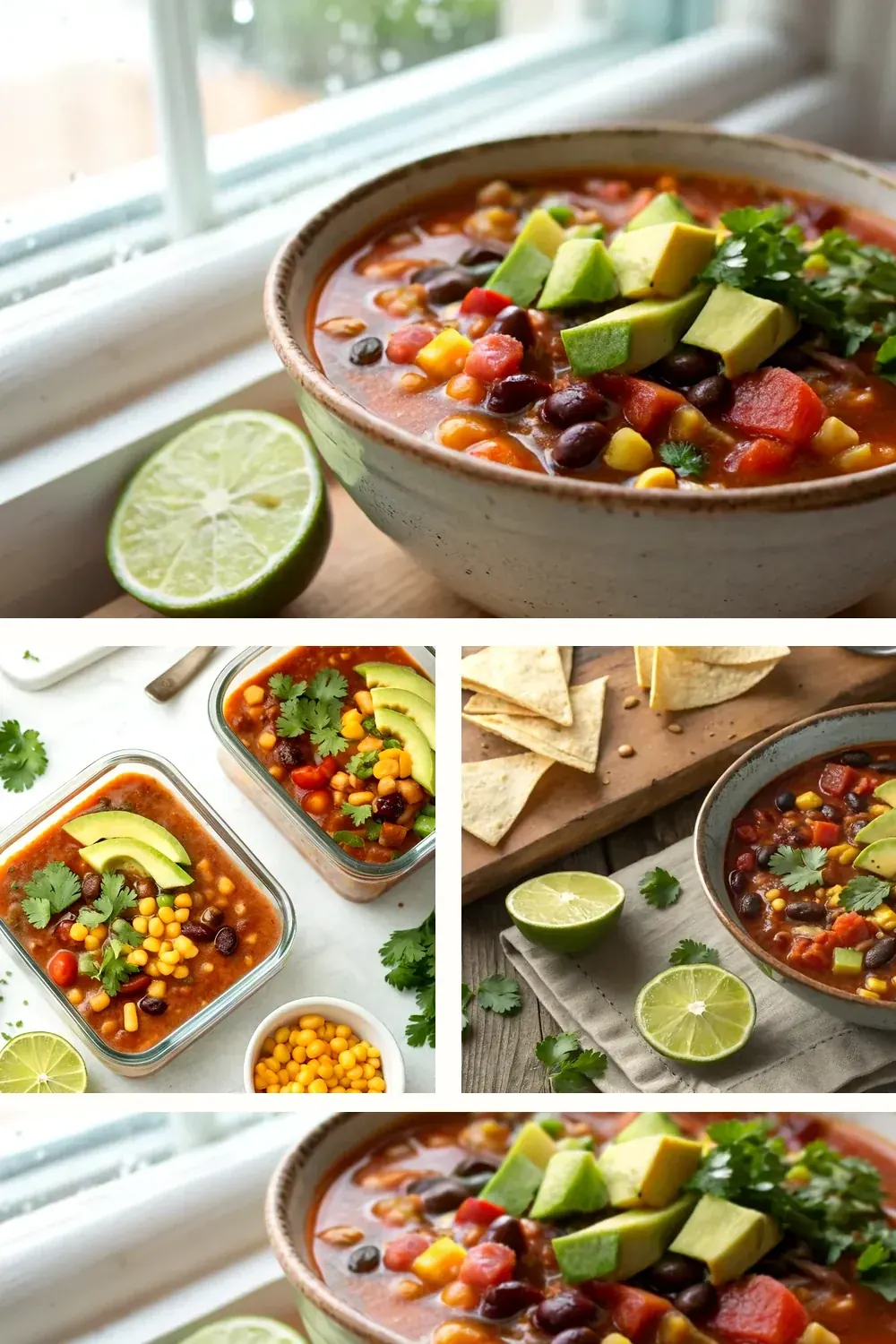 Taco Soup Frios styled vertically for saving and sharing