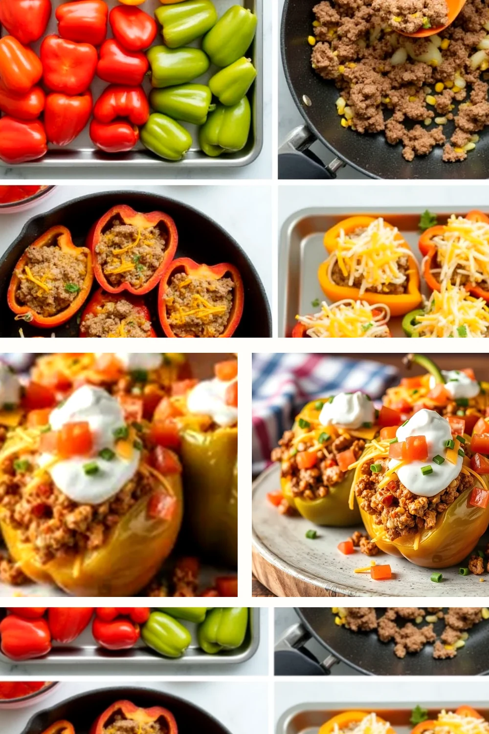 Taco Stuffed Bell Peppers styled vertically for saving and sharing