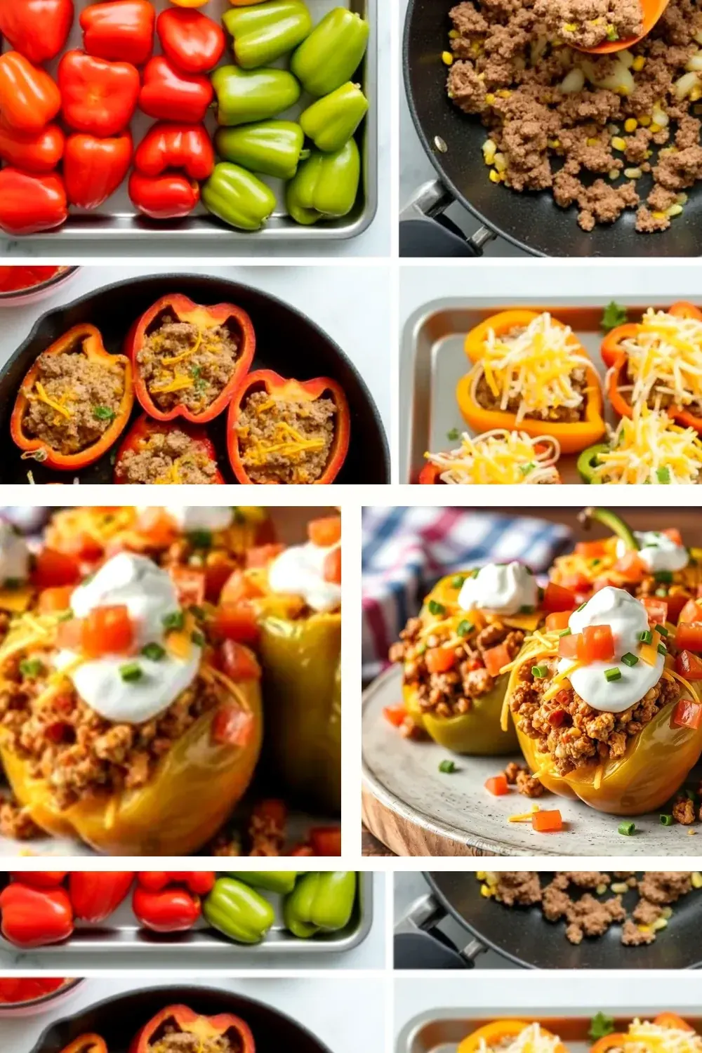 Taco Stuffed Bell Peppers styled vertically for saving and sharing
