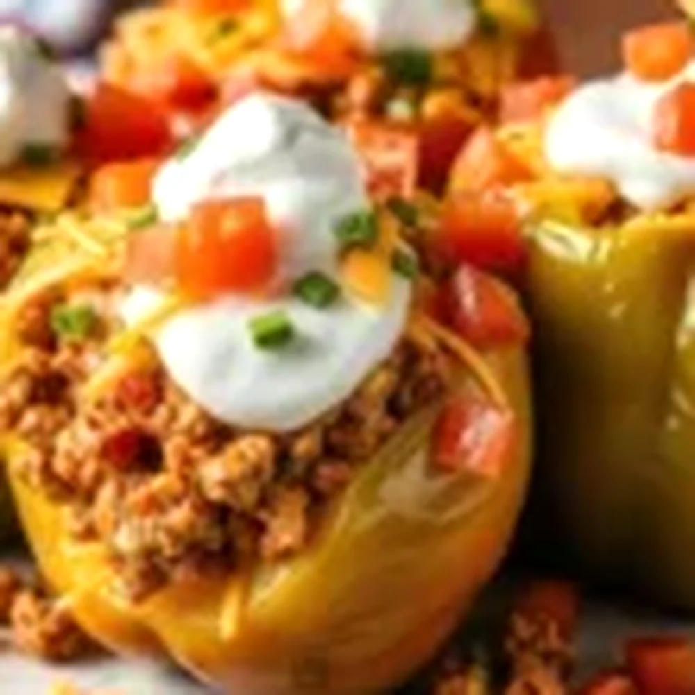 Taco Stuffed Bell Peppers plated for a Texas family table, overhead view