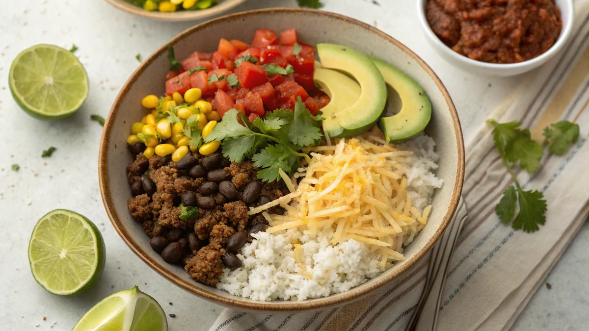 Tex-Mex Bowl recipe by Chef Mia, photographed in a natural light Texas kitchen