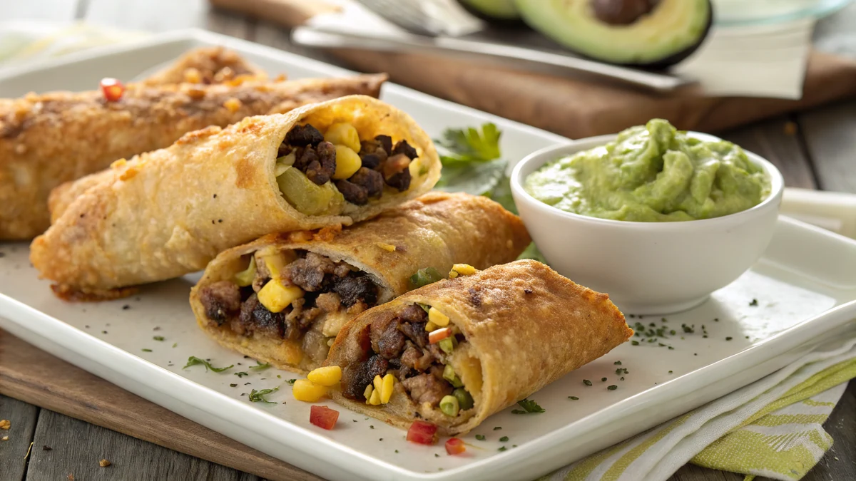 Tex-Mex Egg Rolls recipe by Chef Mia, photographed in a natural light Texas kitchen