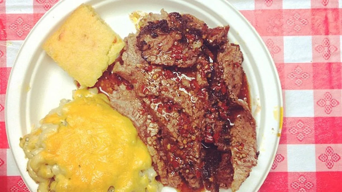 Texas BBQ Brisket recipe by Chef Mia, photographed in a natural light Texas kitchen
