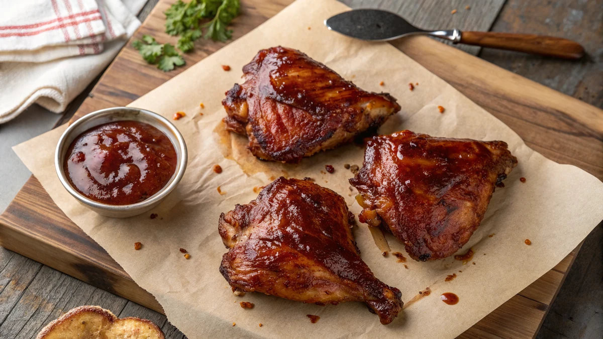 Texas BBQ Chicken Thighs recipe by Chef Mia, photographed in a natural light Texas kitchen