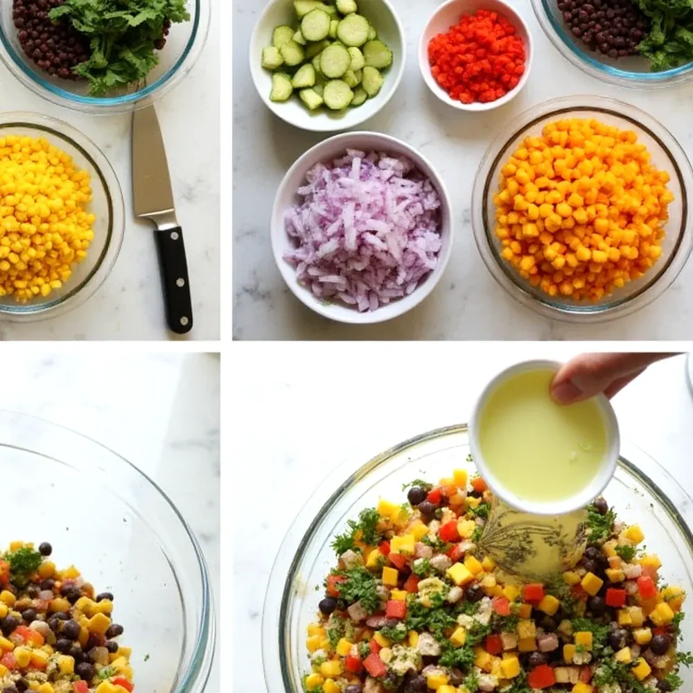 Texas Caviar plated for a Texas family table, overhead view