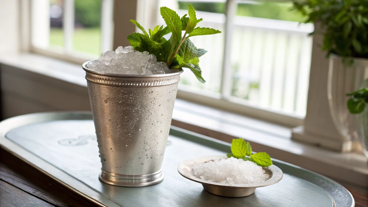 Texas Mint Julep recipe by Chef Mia, photographed in a natural light Texas kitchen
