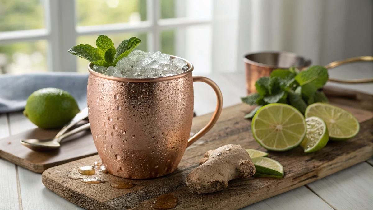 Texas Mule Cocktail recipe by Chef Mia, photographed in a natural light Texas kitchen
