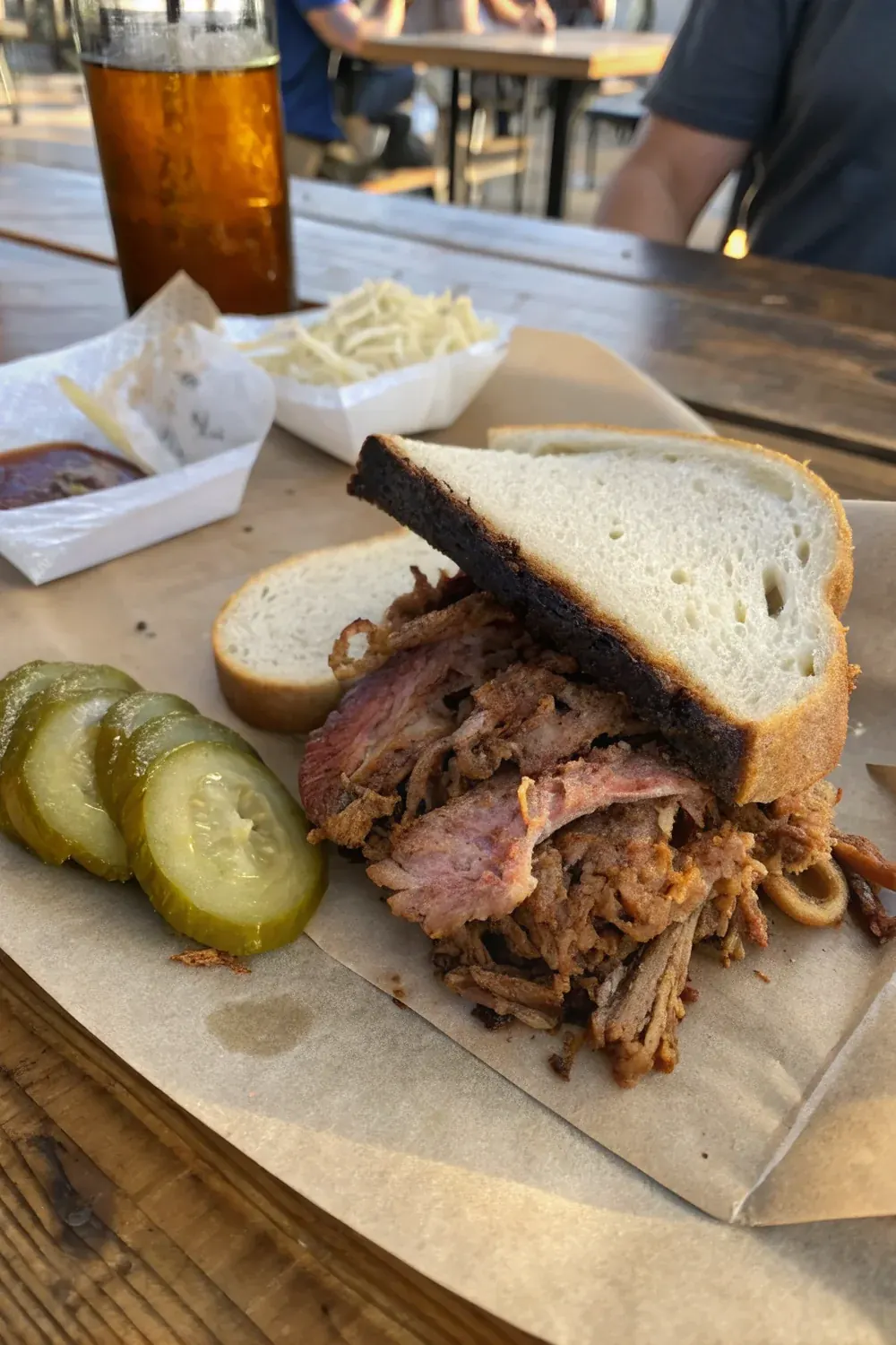 Texas pulled pork slow smoke recipe vertical view, save for the next weekend BBQ project or family gathering