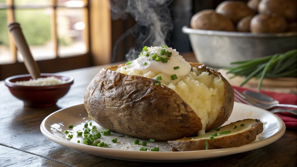 Texas Roadhouse Baked Potatoes Copycat recipe by Chef Mia, photographed in a natural light Texas kitchen