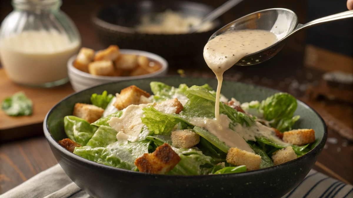Texas Roadhouse Caesar Dressing Copycat recipe by Chef Mia, photographed in a natural light Texas kitchen