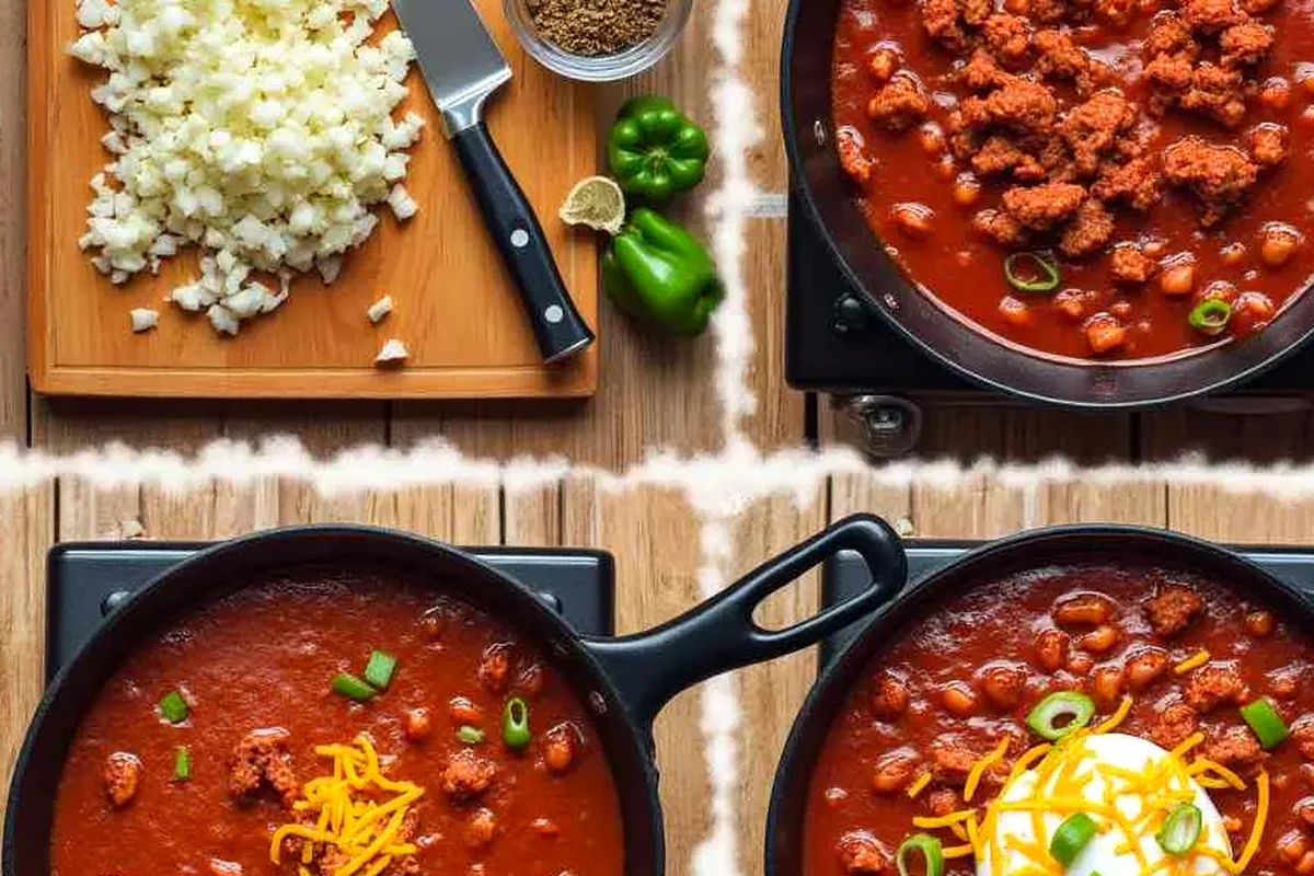 Close-up of texas roadhouse chili showing texture, color, and serving detail