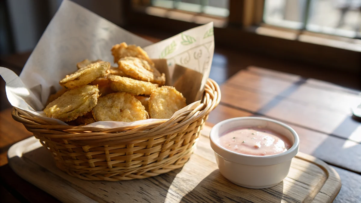 Texas Roadhouse Fried Pickles Copycat recipe by Chef Mia, photographed in a natural light Texas kitchen