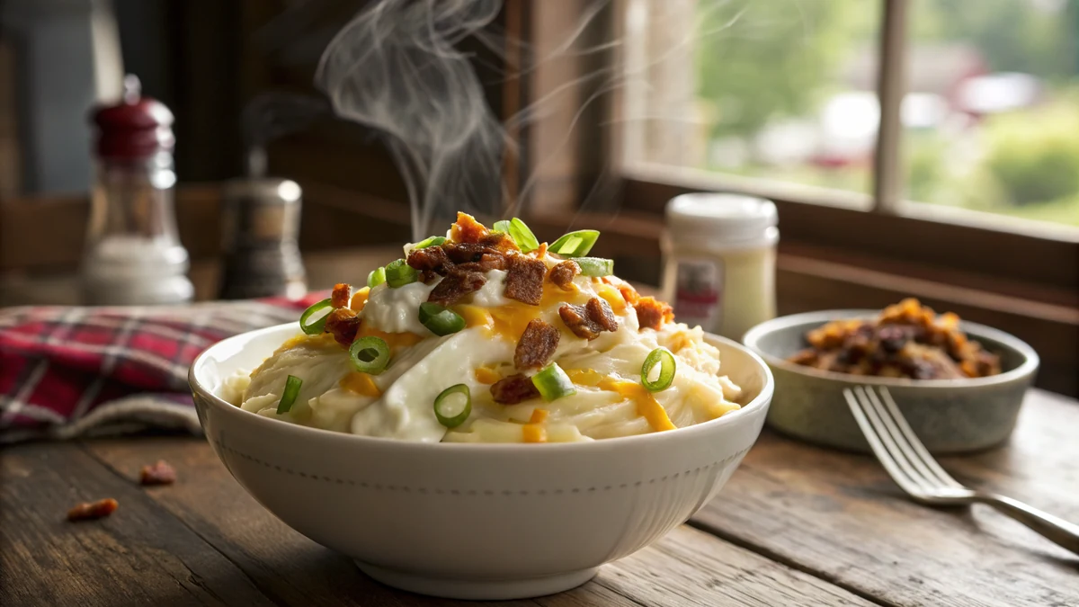 Texas Roadhouse Loaded Mashed Potatoes Copycat recipe by Chef Mia, photographed in a natural light Texas kitchen