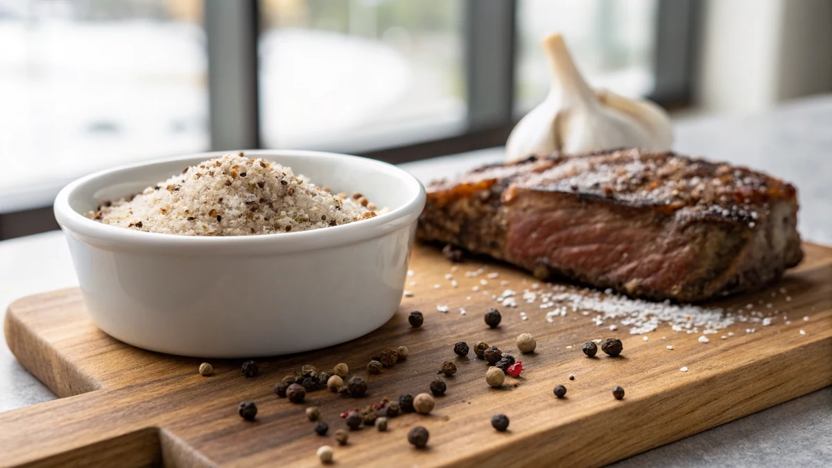 Texas Roadhouse Steak Seasoning Copycat recipe by Chef Mia, photographed in a natural light Texas kitchen