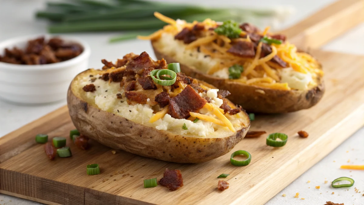 Texas Roadhouse Twice Baked Potatoes Copycat recipe by Chef Mia, photographed in a natural light Texas kitchen