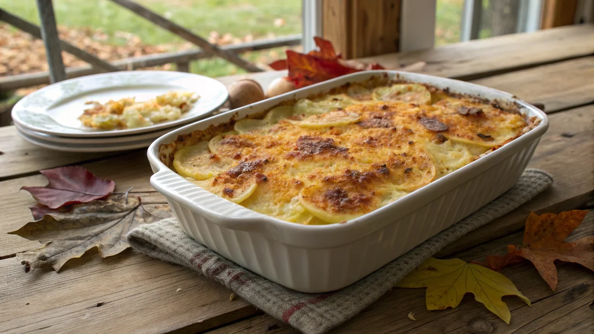Texas Scalloped Potatoes recipe by Chef Mia, photographed in a natural light Texas kitchen