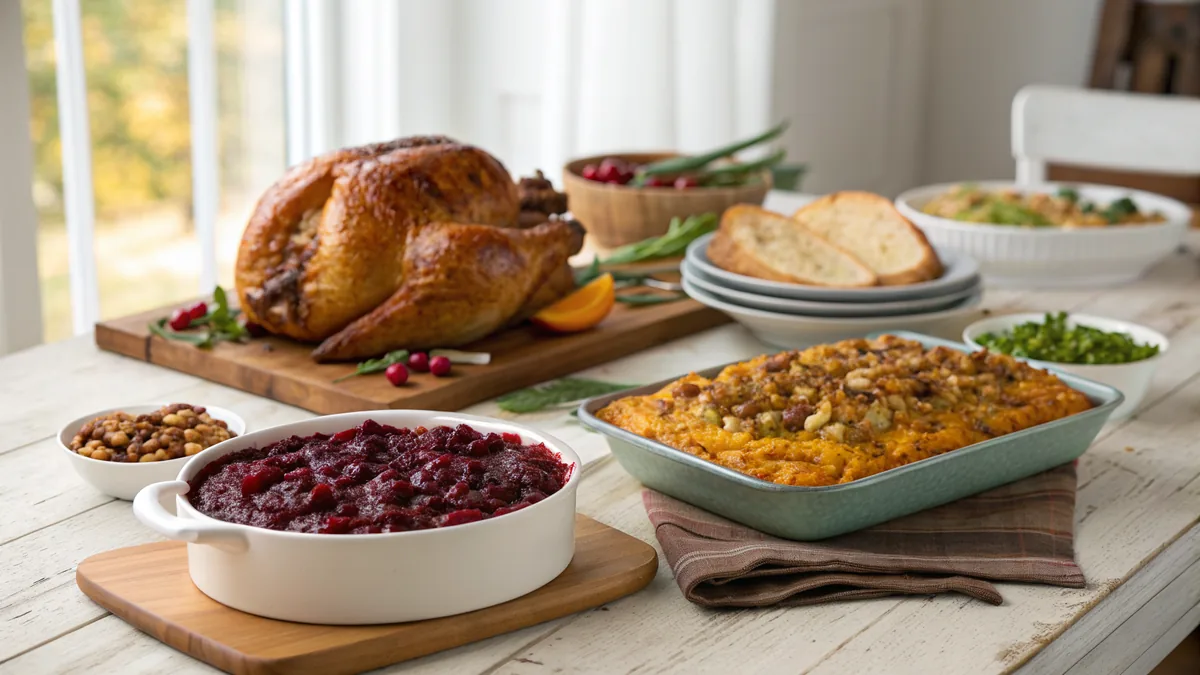 Texas Thanksgiving Menu: 13 Recipes and a Timeline served on a Texas kitchen counter in natural daylight