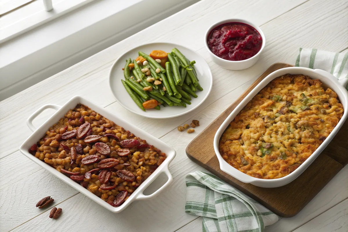 Close-up of texas thanksgiving menu: 13 recipes and a timeline showing texture, color, and serving detail