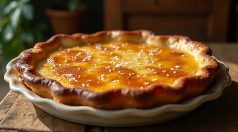 Salted honey pie with golden flaky crust and flaky salt topping — Texas dessert recipe