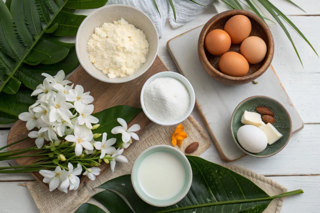 Ingredients needed to make sampaguita ice cream recipe at home
