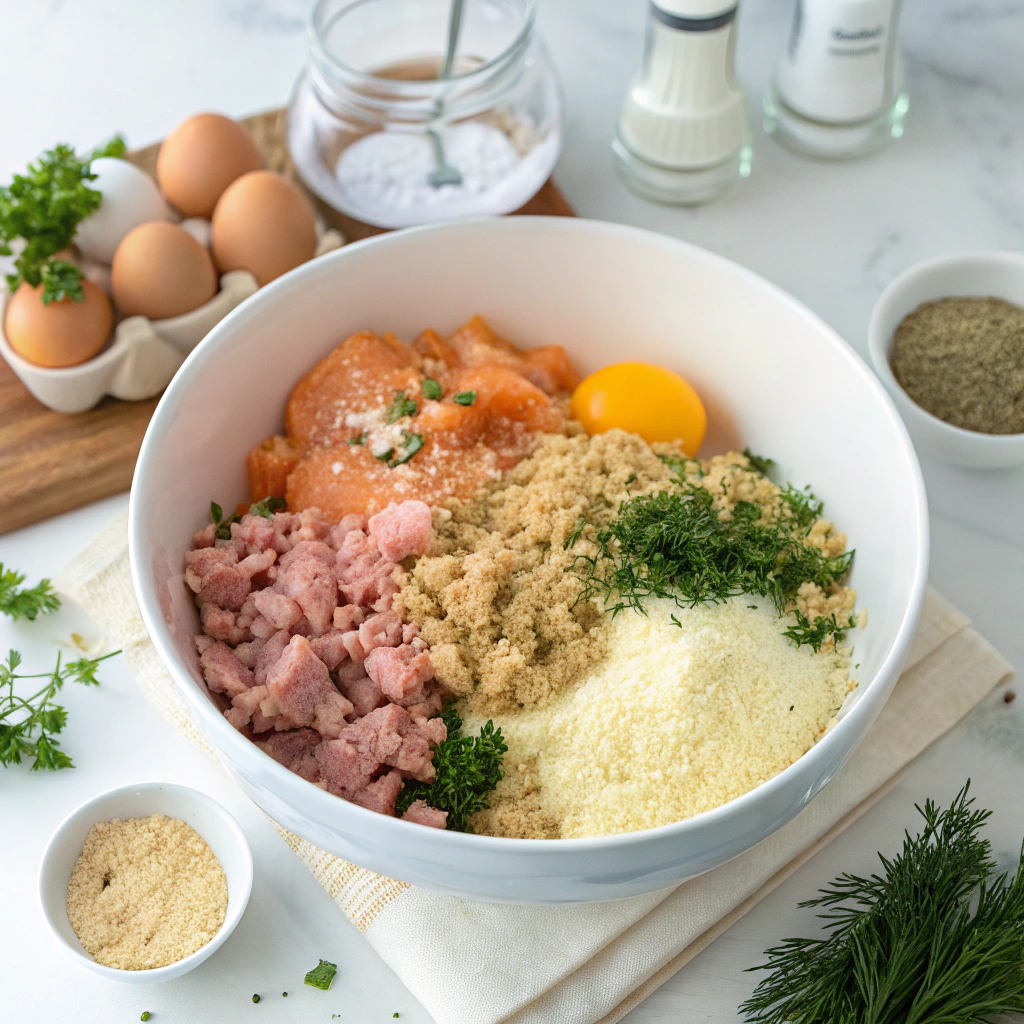 mixing tuna and salmon together in same loaf recipe bowl