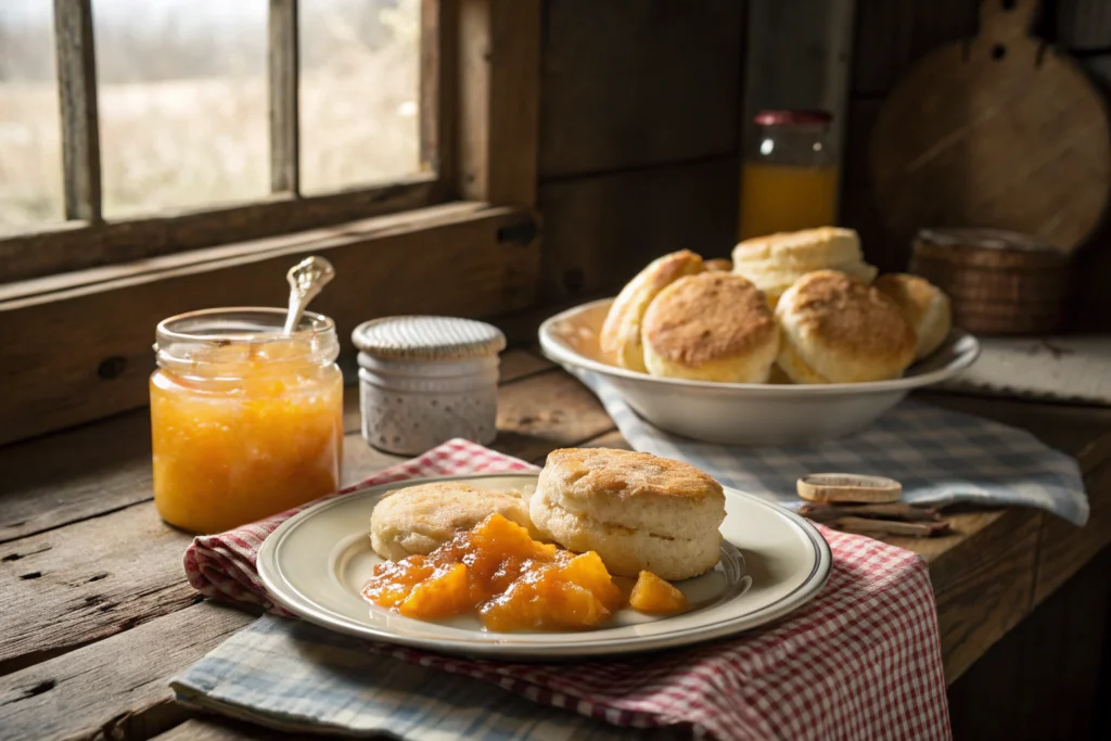 Serving Apricot Pineapple Jam on Texas biscuits